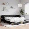 Image de vidaXL Slaapbank met onderschuifbed en lades 100x200 cm stof zwart3196877