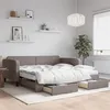 Image de vidaXL Slaapbank met onderschuifbed en lades 100x200 cm stof taupe3196878