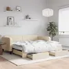 Image de vidaXL Slaapbank met onderschuifbed en lades 100x200 cm stof cràme3196879