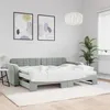 Image de vidaXL Lit de jour avec gigogne et matelas gris clair 80x200cm velours 3196946