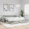 Image de vidaXL Lit de jour avec gigogne et tiroirs gris clair 90x190cm velours 3197014