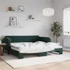 Image de vidaXL Slaapbank met onderschuifbed 100x200 cm fluweel donkergroen3197072