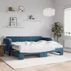 Image de vidaXL Slaapbank onderschuifbed en matrassen 90x200 cm fluweel blauw3197086