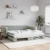 Image de vidaXL Slaapbank onderschuifbed matrassen 100x200cm fluweel lichtgrijs3197094