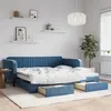 Image de vidaXL Slaapbank met onderschuifbed en lades 100x200 cm fluweel blauw3197117