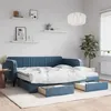 Image de vidaXL Lit de jour avec gigogne et tiroirs bleu 100x200 cm velours 3197141