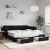 Image de vidaXL Slaapbank met onderschuifbed en lades 100x200 cm fluweel zwart3197146