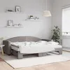 Image de vidaXL Slaapbank met onderschuifbed en matrassen 80x200 cm stof taupe3197204