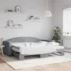 Image de vidaXL Lit de jour avec gigogne et matelas gris clair 90x200 cm tissu 3197206