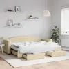 Image de vidaXL Slaapbank met onderschuifbed en lades 80x200 cm stof cràmekleur3197223