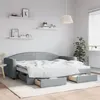 Image de vidaXL Lit de jour avec gigogne et tiroirs gris clair 90x200 cm tissu 3197224