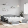 Image de vidaXL Lit de jour avec gigogne et tiroirs gris clair 100x200 cm tissu 3197229