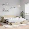 Image de vidaXL Slaapbank met onderschuifbed en lades 100x200 cm stof cràme3197233