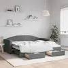 Image de vidaXL Lit de jour avec gigogne et tiroirs gris foncé 90x190 cm tissu 3197235