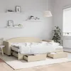 Image de vidaXL Slaapbank met onderschuifbed en lades 80x200 cm stof cràmekleur3197241