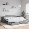 Image de vidaXL Lit de jour avec gigogne et tiroirs gris clair 90x200 cm tissu 3197242