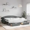 Image de vidaXL Slaapbank onderschuifbed en lades 90x200 cm stof donkergrijs3197243