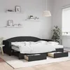 Image de vidaXL Lit de jour avec gigogne et tiroirs noir 90x200 cm tissu 3197244