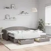 Image de vidaXL Lit de jour avec gigogne et tiroirs taupe 90x200 cm tissu 3197245