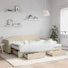 Image de vidaXL Slaapbank met onderschuifbed en lades 90x200 cm stof cràmekleur3197246