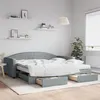 Image de vidaXL Slaapbank onderschuifbed en lades 100x200 cm stof lichtgrijs3197247