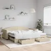 Image de vidaXL Slaapbank met onderschuifbed en lades 100x200 cm stof cràme3197251