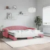 Image de vidaXL Slaapbank met onderschuifbed 90x200 cm fluweel roze3197304