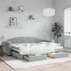 Image de vidaXL Lit de jour avec gigogne et tiroirs gris clair 80x200cm velours 3197342