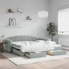 Image de vidaXL Slaapbank onderschuifbed en lades 100x200 cm fluweel lichtgrijs3197356