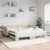 Image de vidaXL Lit de jour avec gigogne et matelas crème 100x200 cm tissu 3197453