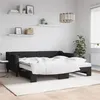 Image de vidaXL Lit de jour avec gigogne et matelas noir 90x190 cm tissu 3197456