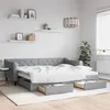 Image de vidaXL Lit de jour avec gigogne et tiroirs gris clair 90x200 cm tissu 3197462