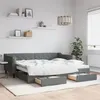 Image de vidaXL Lit de jour avec gigogne et tiroirs gris foncé 90x200 cm tissu 3197463