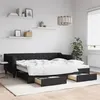 Image de vidaXL Slaapbank met onderschuifbed en lades 90x200 cm stof zwart3197464