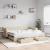Image de vidaXL Lit de jour avec gigogne et tiroirs crème 90x200 cm tissu 3197466