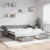 Image de vidaXL Lit de jour avec gigogne et tiroirs gris clair 100x200 cm tissu 3197467