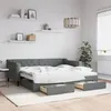 Image de vidaXL Lit de jour avec gigogne et tiroirs gris foncé 90x190 cm tissu 3197473