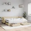 Image de vidaXL Lit de jour avec gigogne et tiroirs crème 80x200 cm tissu 3197479