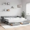 Image de vidaXL Lit de jour avec gigogne et tiroirs gris clair 90x200 cm tissu 3197480