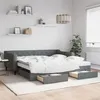 Image de vidaXL Lit de jour avec gigogne et tiroirs gris foncé 100x200 cm tissu 3197486