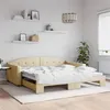Image de vidaXL Slaapbank met onderschuifbed 100x200 cm stof cràmekleurig3197539