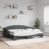 Image de vidaXL Slaapbank onderschuifbed matrassen 80x200 cm stof donkergrijs3197544