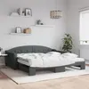 Image de vidaXL Lit de jour avec gigogne et matelas gris foncé 100x200 cm tissu 3197554