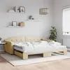 Image de vidaXL Lit de jour avec gigogne et matelas crème 100x200 cm tissu 3197557