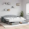 Image de vidaXL Slaapbank met onderschuifbed en lades 80x200 cm stof lichtgrijs3197561