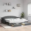 Image de vidaXL Slaapbank onderschuifbed en lades 100x200 cm stof donkergrijs3197590