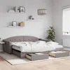 Image de vidaXL Slaapbank met onderschuifbed en lades 100x200 cm stof taupe3197592