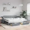 Image de vidaXL Lit de jour avec gigogne et tiroirs gris clair 80x200 cm tissu 3197665