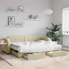 Image de vidaXL Lit de jour avec gigogne et tiroirs crème 80x200 cm tissu 3197669