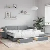 Image de vidaXL Lit de jour avec gigogne et tiroirs gris clair 90x200 cm tissu 3197670